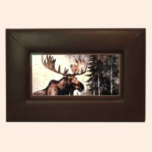 Fotolijst met stoer bruin leer met 'leefsporen' 80x120cm