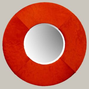 Ronde spiegel met gekleurde vacht 113cm