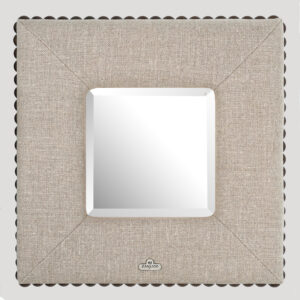 Spiegel in linnen met koperen siernagels 40x40cm