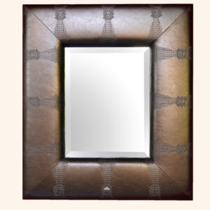 Spiegel in brons leer met elegante crocoprint 115x100cm