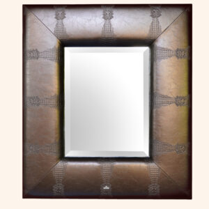 Spiegel in brons leer met elegante crocoprint 115x100cm