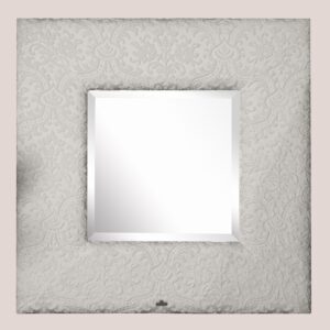 Spiegel in linnenlook met geweven bloemenpatroon 85x85cm