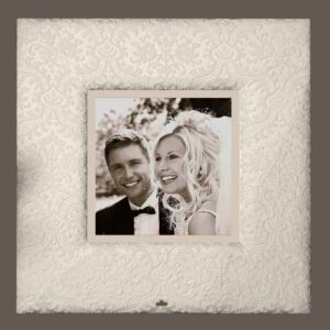 Fotolijst in linnenlook met geweven bloemenpatroon 85x85cm